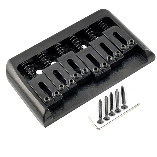 Musiclily Pro BF006 52.5mm(2-1/16 inch) String Spacing Modern Style Saddle Hardtail Fixed Bridge Non-Tremolo Bridge for Strat Tele Style Electric Guitar