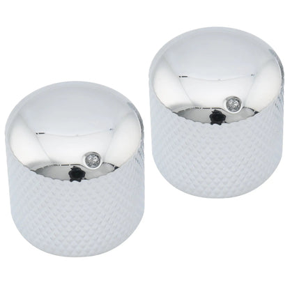 Musiclily Pro Coarse 18 Splines Steel Dome Push-on Control Knob with Indicator Dot for Imported Guitar Bass, Set of 2