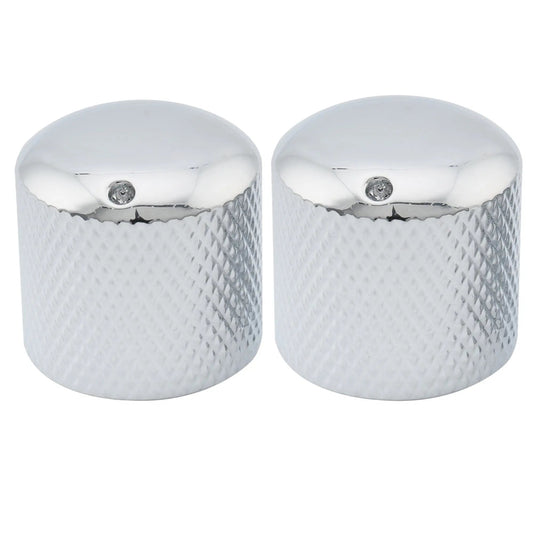 Musiclily Pro Coarse 18 Splines Steel Dome Push-on Control Knob with Indicator Dot for Imported Guitar Bass, Set of 2