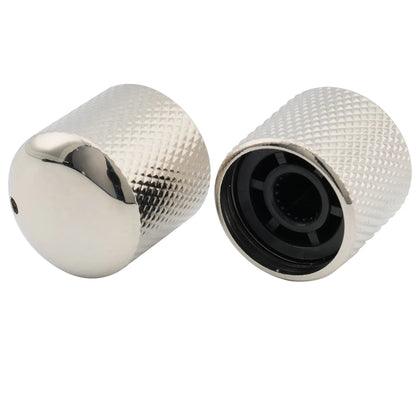 Musiclily Pro Coarse 18 Splines Steel Dome Push-on Control Knob with Indicator Dot for Imported Guitar Bass, Set of 2