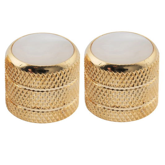 Musiclily Pro Fine 24 Splines Steel Dome Mother-of-pearl Top Push-on Control Knob for USA Made Guitar Bass Potentiometers, Set of 2