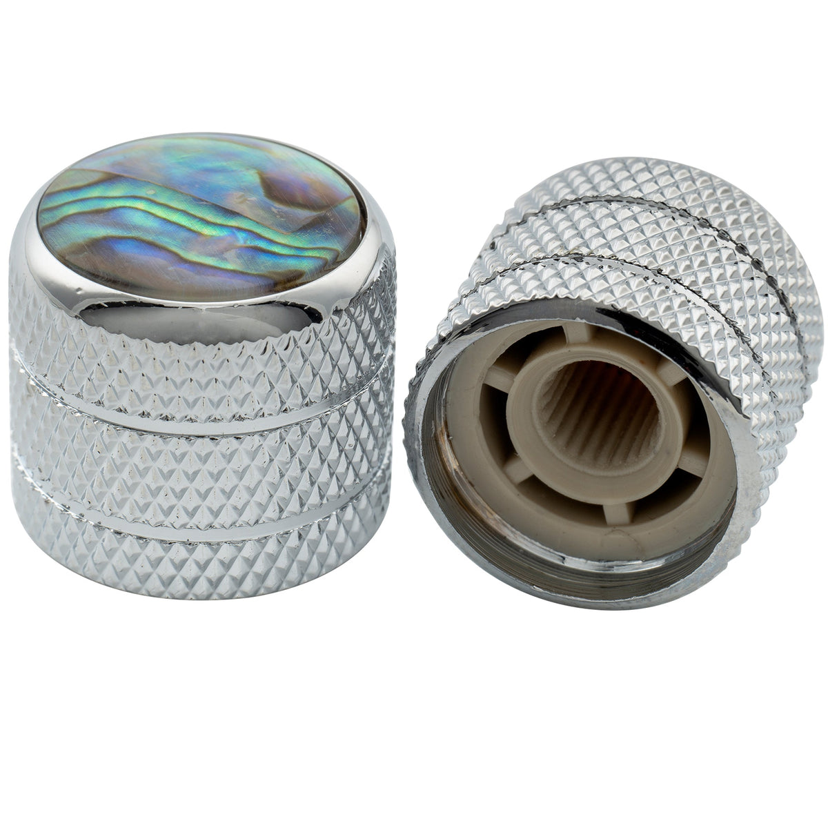 Musiclily Pro Fine 24 Splines Steel Dome Abalone Top Push-on Control Knob for USA Made Guitar Bass Potentiometers 18x16.5mm, Set of 2