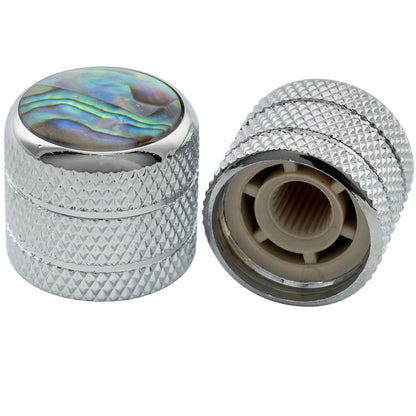 Musiclily Pro Fine 24 Splines Steel Dome Abalone Top Push-on Control Knob for USA Made Guitar Bass Potentiometers 18x16.5mm, Set of 2