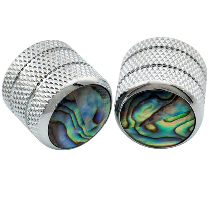 Musiclily Pro Fine 24 Splines Steel Dome Abalone Top Push-on Control Knob for USA Made Guitar Bass Potentiometers 18x16.5mm, Set of 2
