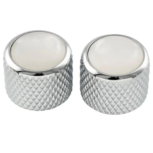 Musiclily Pro Fine 24 Splines Steel Dome Mother-of-pearl Top Push-on Control Knobs 19*16.5mm for USA Made Guitar Bass Potentiometers, Set of 2
