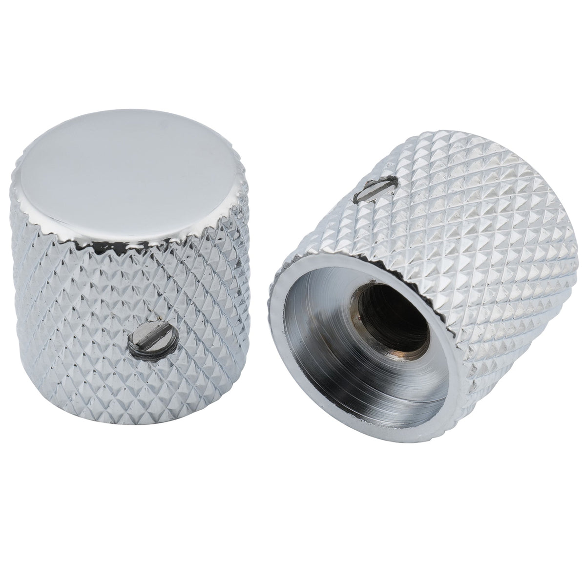 Musiclily Pro 1/4 Inch Steel Flat Top Universal Fitting Potentiometer Control Knob with Set Screw for Electric Guitar Bass, Set of 2
