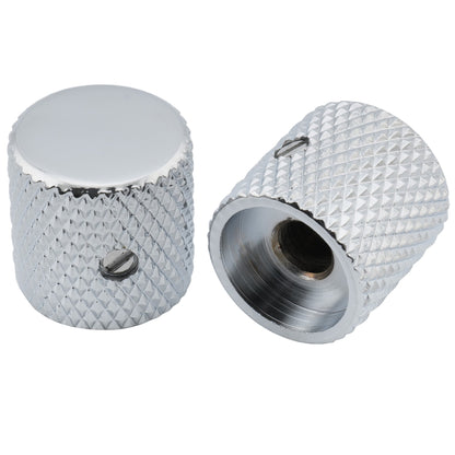 Musiclily Pro 1/4 Inch Steel Flat Top Universal Fitting Potentiometer Control Knob with Set Screw for Electric Guitar Bass, Set of 2