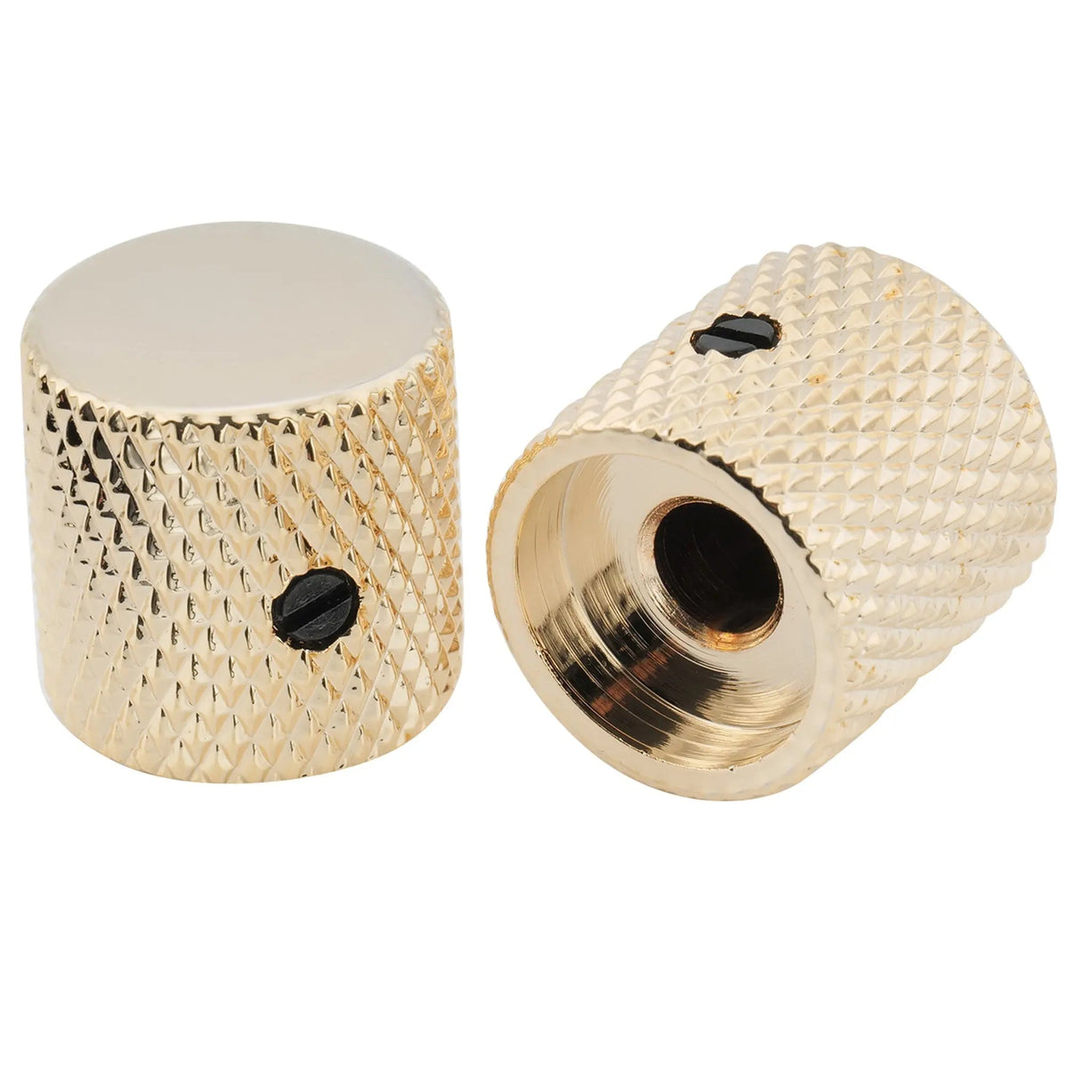 Musiclily Pro 1/4 Inch Steel Flat Top Universal Fitting Potentiometer Control Knob with Set Screw for Electric Guitar Bass, Set of 2