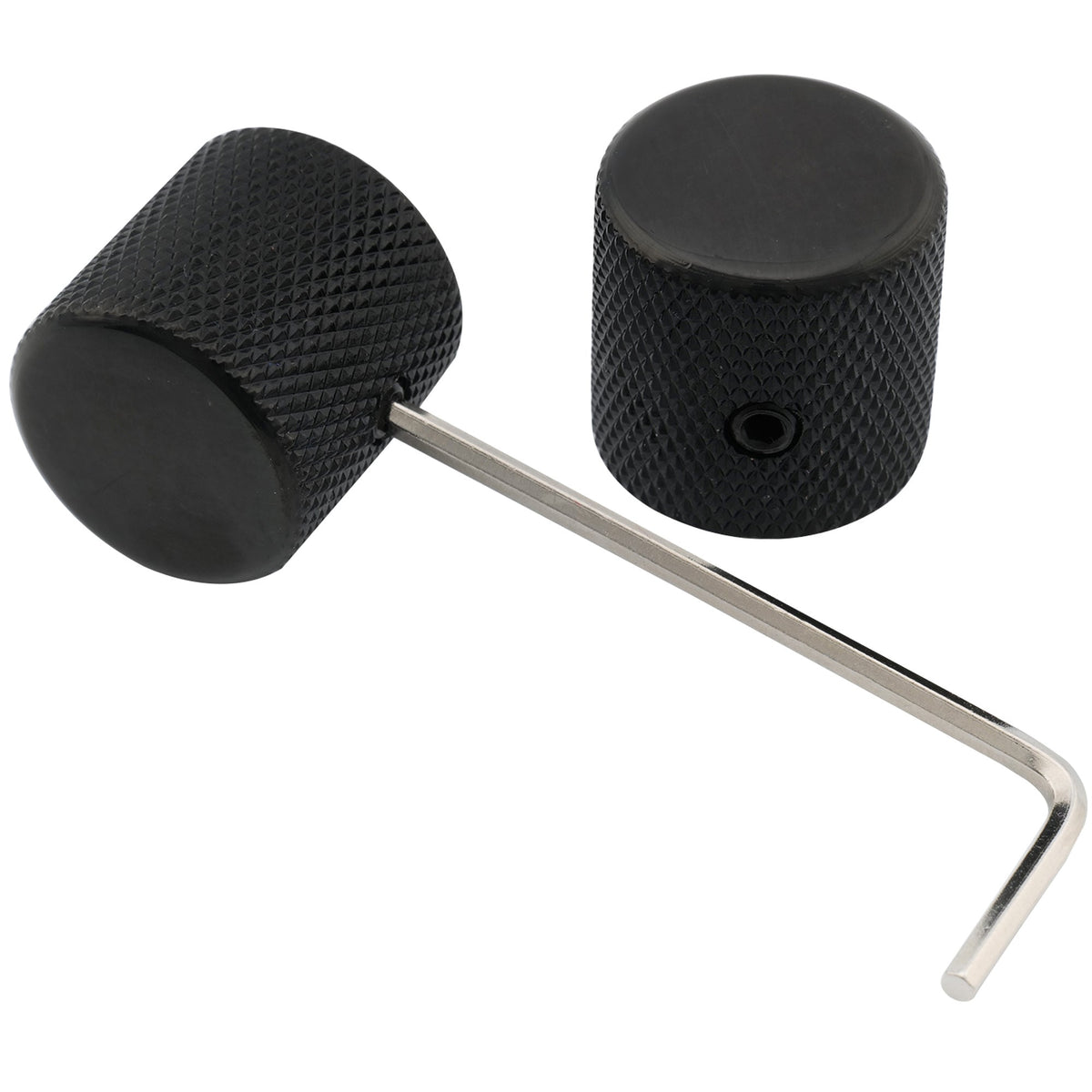 Musiclily Pro 1/4 Inch Steel Fine Knurled Flat Top Universal Fitting Potentiometer Control Knob with Set Screw for Electric Guitar Bass, Set of 2
