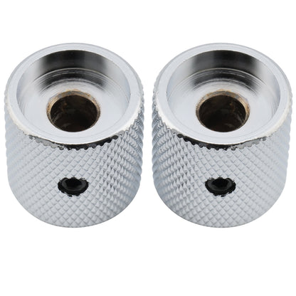 Musiclily Pro 1/4 Inch Steel Fine Knurled Flat Top Universal Fitting Potentiometer Control Knob with Set Screw for Electric Guitar Bass, Set of 2