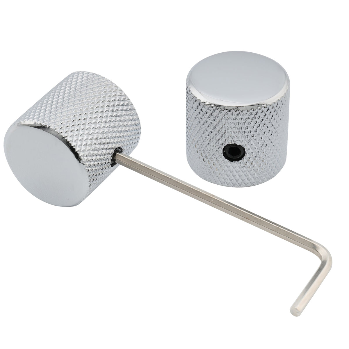 Musiclily Pro 1/4 Inch Steel Fine Knurled Flat Top Universal Fitting Potentiometer Control Knob with Set Screw for Electric Guitar Bass, Set of 2