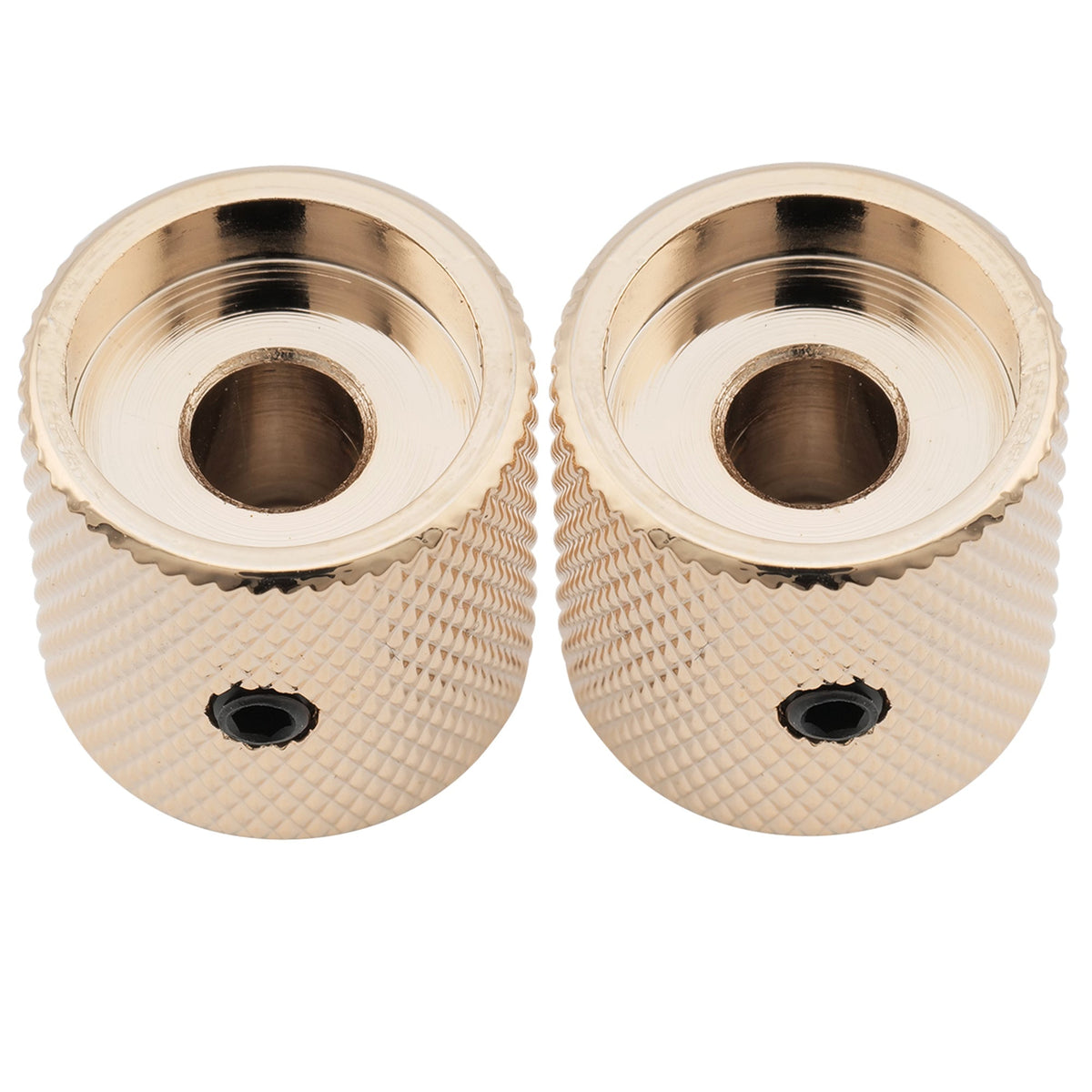 Musiclily Pro 1/4 Inch Steel Fine Knurled Flat Top Universal Fitting Potentiometer Control Knob with Set Screw for Electric Guitar Bass, Set of 2