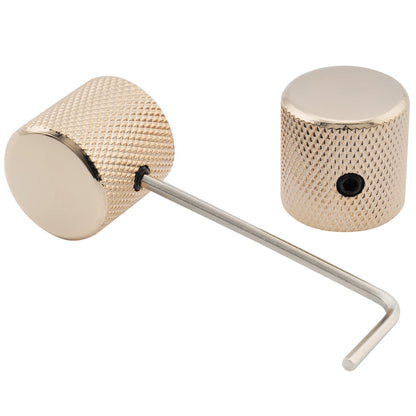 Musiclily Pro 1/4 Inch Steel Fine Knurled Flat Top Universal Fitting Potentiometer Control Knob with Set Screw for Electric Guitar Bass, Set of 2