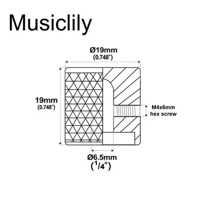 Musiclily Pro 1/4 Inch Steel Fine Knurled Flat Top Universal Fitting Potentiometer Control Knob with Set Screw for Electric Guitar Bass, Set of 2