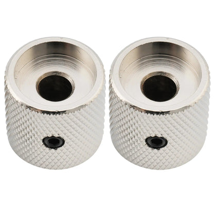 Musiclily Pro 1/4 Inch Steel Fine Knurled Flat Top Universal Fitting Potentiometer Control Knob with Set Screw for Electric Guitar Bass, Set of 2