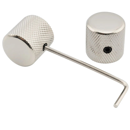 Musiclily Pro 1/4 Inch Steel Fine Knurled Flat Top Universal Fitting Potentiometer Control Knob with Set Screw for Electric Guitar Bass, Set of 2