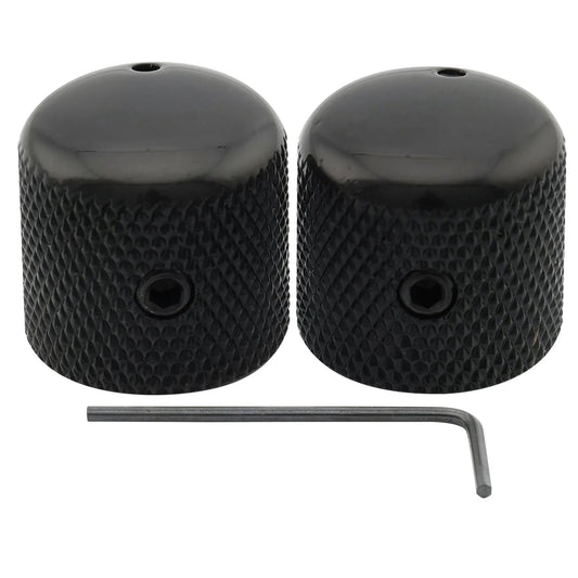 Musiclily Pro 1/4 Inch Steel Dome Universal Fitting Potentiometer Control Knob with Set Screw and Indicator Dot for Electric Guitar Bass, Set of 2