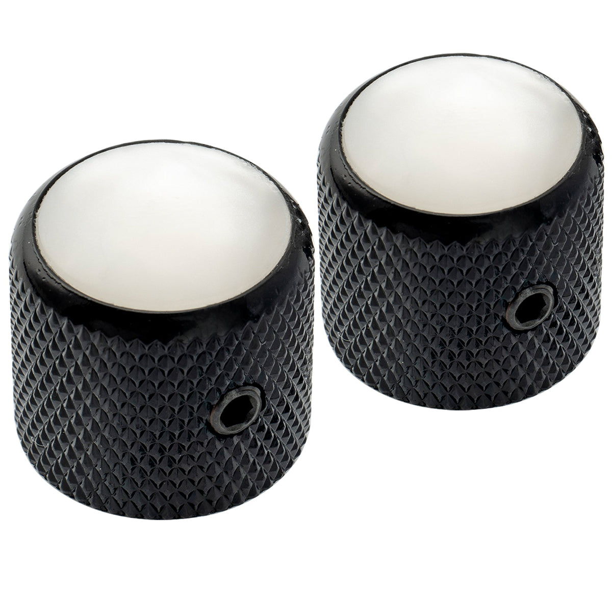 Musiclily Pro 1/4 Inch Steel Dome Mother-of-Pearl Top Universal Fitting Potentiometer Control Knob with Set Screw for Electric Guitar Bass, Set of 2