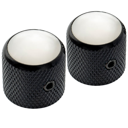 Musiclily Pro 1/4 Inch Steel Dome Mother-of-Pearl Top Universal Fitting Potentiometer Control Knob with Set Screw for Electric Guitar Bass, Set of 2