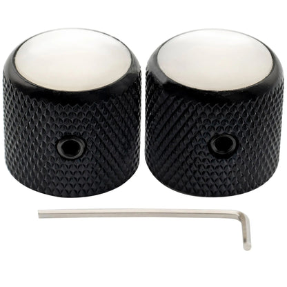 Musiclily Pro 1/4 Inch Steel Dome Mother-of-Pearl Top Universal Fitting Potentiometer Control Knob with Set Screw for Electric Guitar Bass, Set of 2