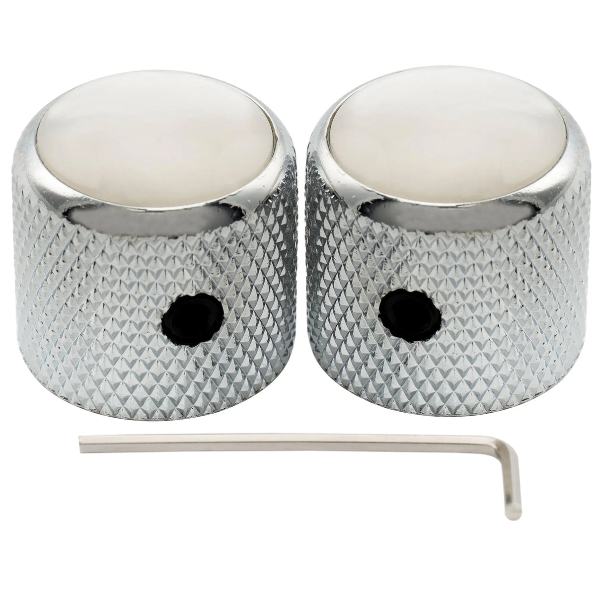 Musiclily Pro 1/4 Inch Steel Dome Mother-of-Pearl Top Universal Fitting Potentiometer Control Knob with Set Screw for Electric Guitar Bass, Set of 2