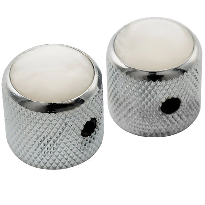 Musiclily Pro 1/4 Inch Steel Dome Mother-of-Pearl Top Universal Fitting Potentiometer Control Knob with Set Screw for Electric Guitar Bass, Set of 2