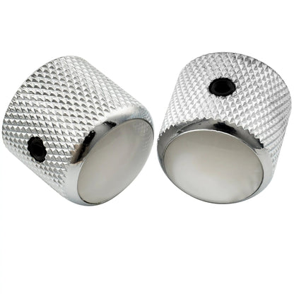 Musiclily Pro 1/4 Inch Steel Dome Mother-of-Pearl Top Universal Fitting Potentiometer Control Knob with Set Screw for Electric Guitar Bass, Set of 2