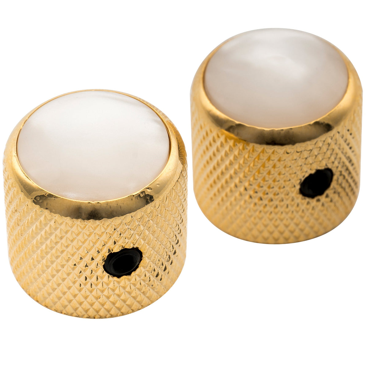 Musiclily Pro 1/4 Inch Steel Dome Mother-of-Pearl Top Universal Fitting Potentiometer Control Knob with Set Screw for Electric Guitar Bass, Set of 2