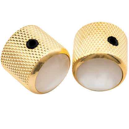 Musiclily Pro 1/4 Inch Steel Dome Mother-of-Pearl Top Universal Fitting Potentiometer Control Knob with Set Screw for Electric Guitar Bass, Set of 2