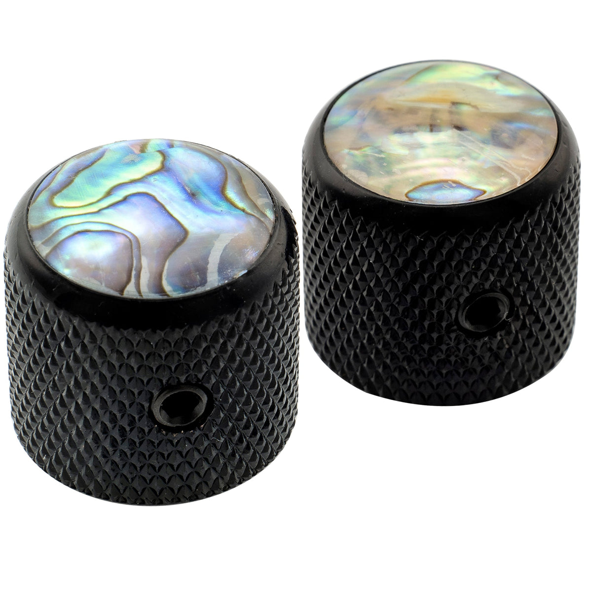 Musiclily Pro 1/4 Inch Steel Dome Abalone Top Universal Fitting Potentiometer Control Knob with Set Screw for Electric Guitar Bass, Set of 2