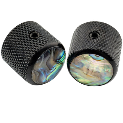 Musiclily Pro 1/4 Inch Steel Dome Abalone Top Universal Fitting Potentiometer Control Knob with Set Screw for Electric Guitar Bass, Set of 2