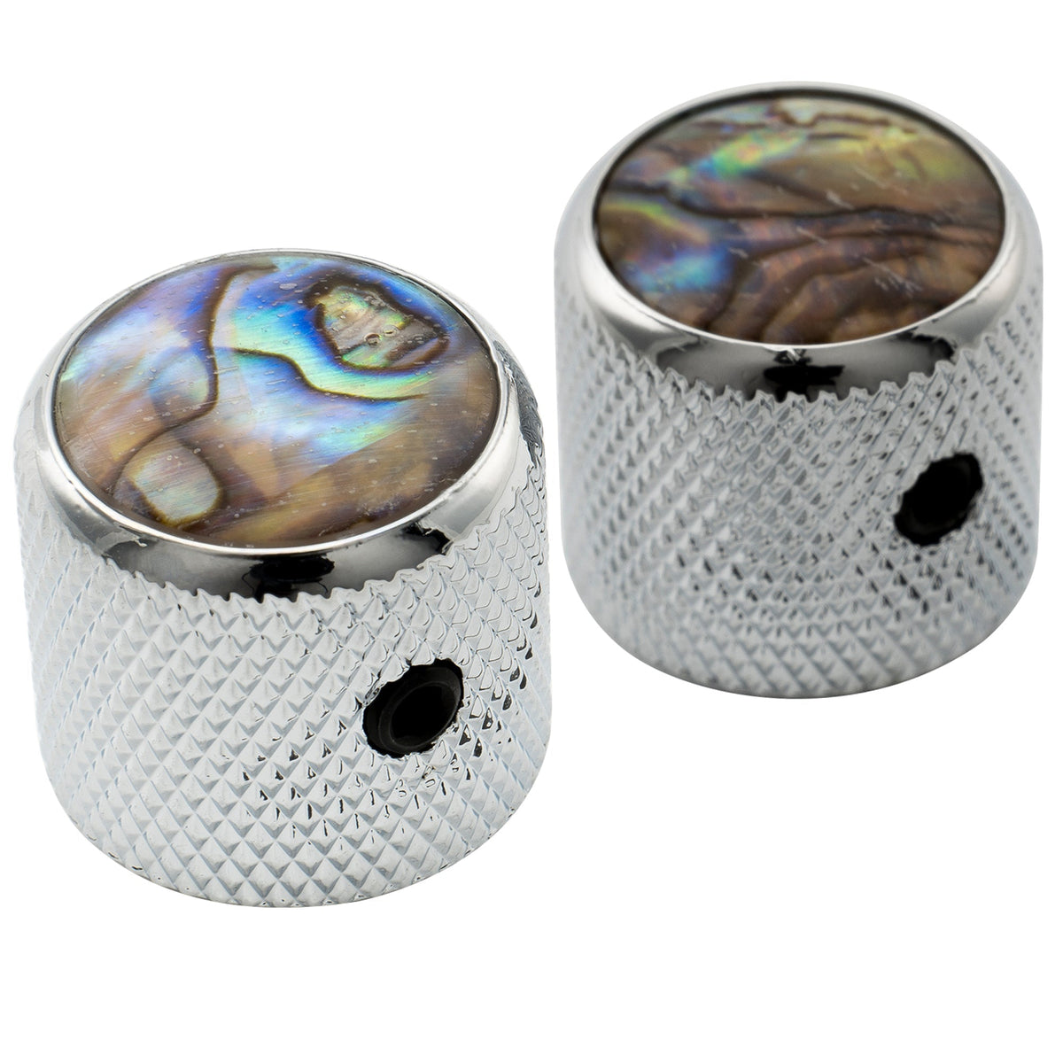 Musiclily Pro 1/4 Inch Steel Dome Abalone Top Universal Fitting Potentiometer Control Knob with Set Screw for Electric Guitar Bass, Set of 2