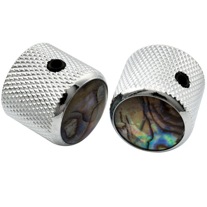 Musiclily Pro 1/4 Inch Steel Dome Abalone Top Universal Fitting Potentiometer Control Knob with Set Screw for Electric Guitar Bass, Set of 2