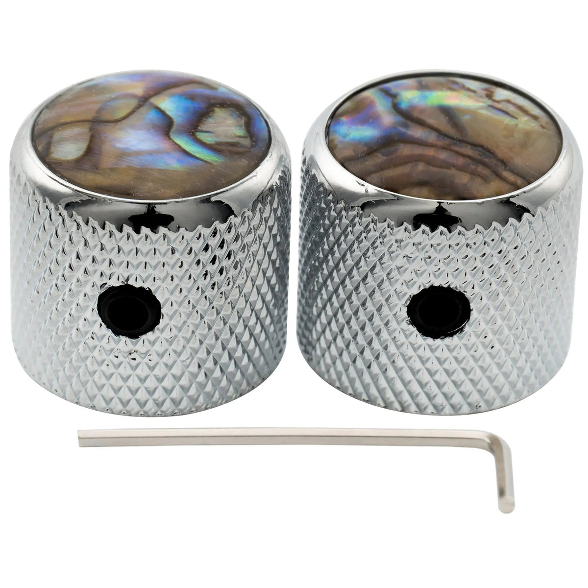 Musiclily Pro 1/4 Inch Steel Dome Abalone Top Universal Fitting Potentiometer Control Knob with Set Screw for Electric Guitar Bass, Set of 2