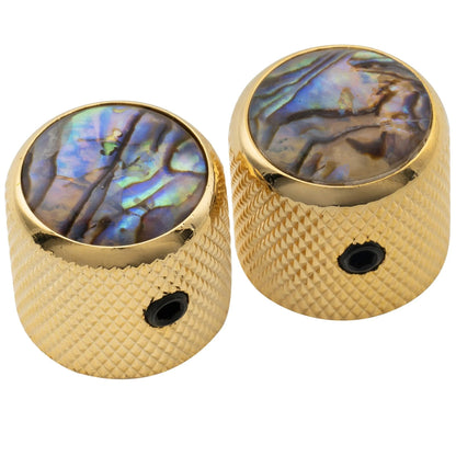 Musiclily Pro 1/4 Inch Steel Dome Abalone Top Universal Fitting Potentiometer Control Knob with Set Screw for Electric Guitar Bass, Set of 2