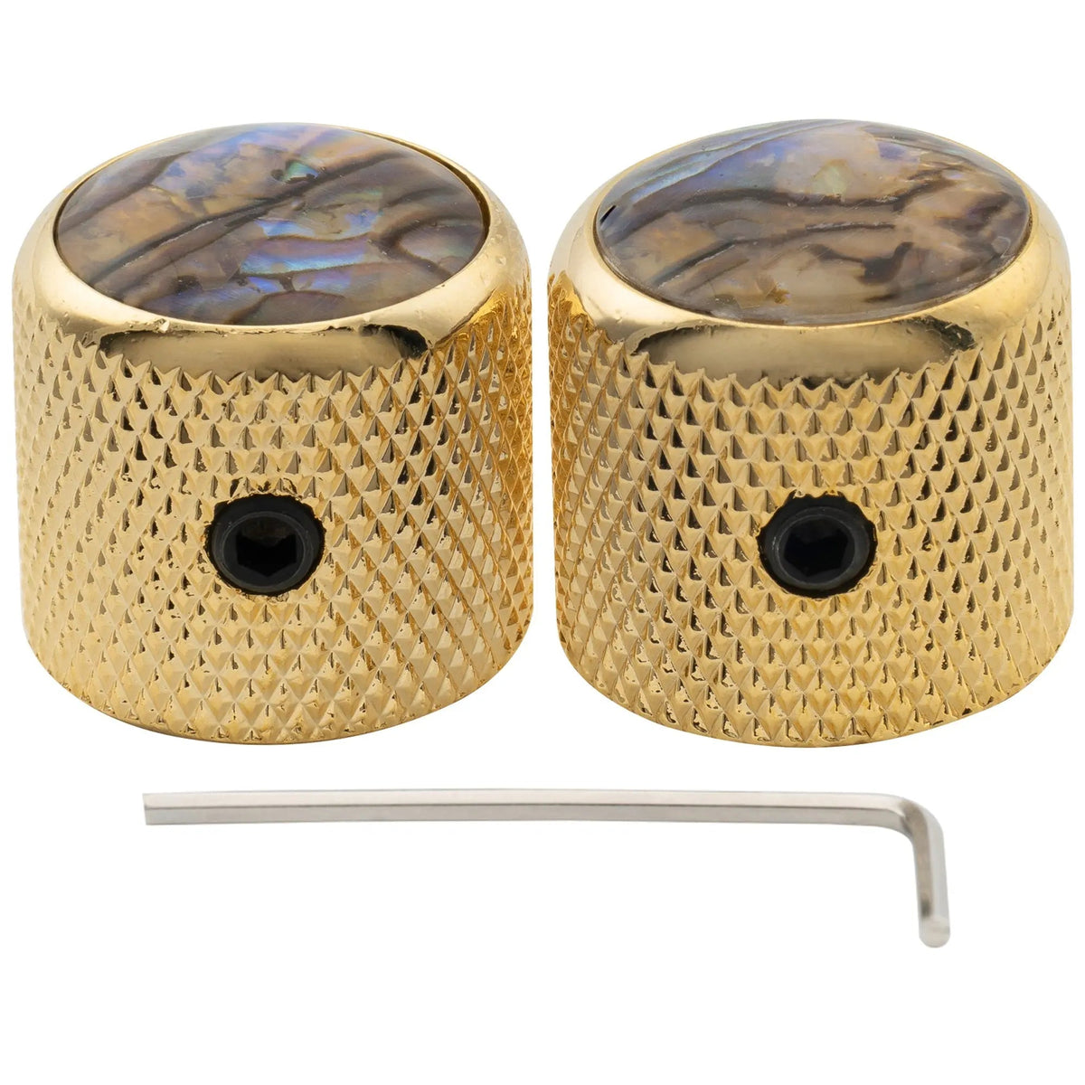 Musiclily Pro 1/4 Inch Steel Dome Abalone Top Universal Fitting Potentiometer Control Knob with Set Screw for Electric Guitar Bass, Set of 2
