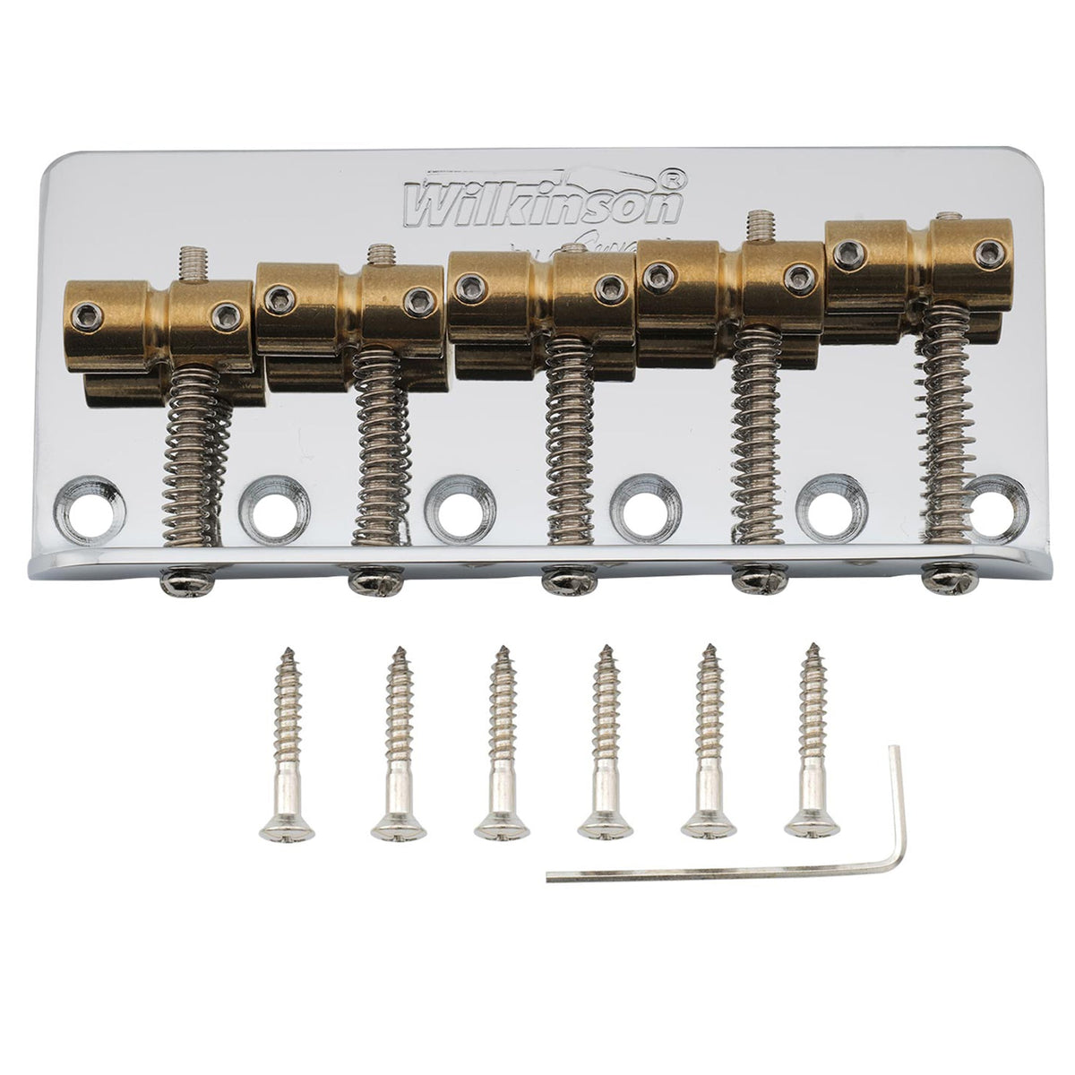 Wilkinson WBBC5 18mm Brass Saddles Steel Plate 5-String Bass Bridge