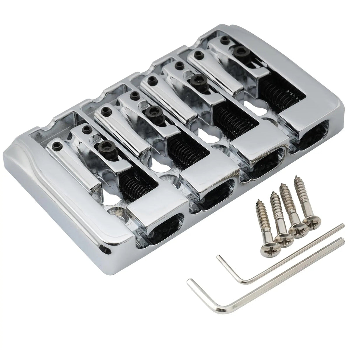 Musiclily Pro BB005 19mm String Spacing Locking Saddles Hard Zinc 4-String Bass Bridge
