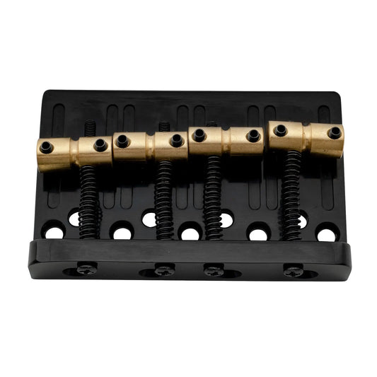 Musiclily Pro BB006 57mm (2-1/4 inch) String Spacing Hardtail Brass Saddles Zinc Alloy Plate 4-String Bass Bridge