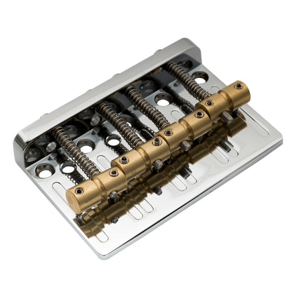 Musiclily Pro BB006 57mm (2-1/4 inch) String Spacing Hardtail Brass Saddles Zinc Alloy Plate 4-String Bass Bridge