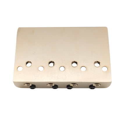 Musiclily Pro BB006 57mm (2-1/4 inch) String Spacing Hardtail Brass Saddles Zinc Alloy Plate 4-String Bass Bridge