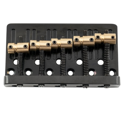 Musiclily Pro BB007 17mm String Spacing Dual Load Heavy Duty 5-String Bass Bridge with Brass Saddle