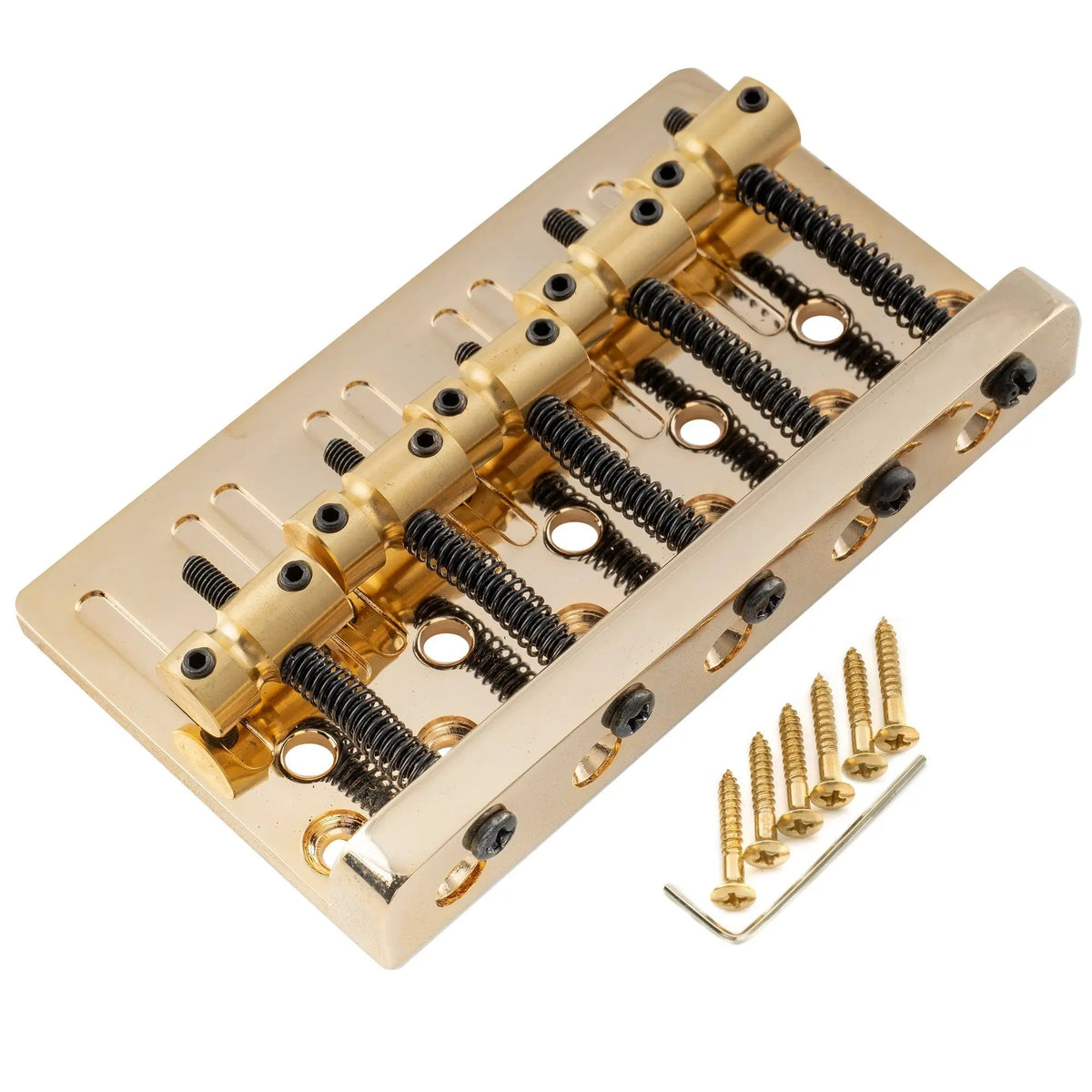 Musiclily Pro BB007 17mm String Spacing Dual Load Heavy Duty 5-String Bass Bridge with Brass Saddle