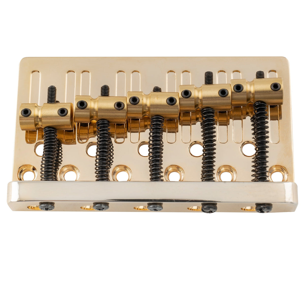 Musiclily Pro BB007 17mm String Spacing Dual Load Heavy Duty 5-String Bass Bridge with Brass Saddle