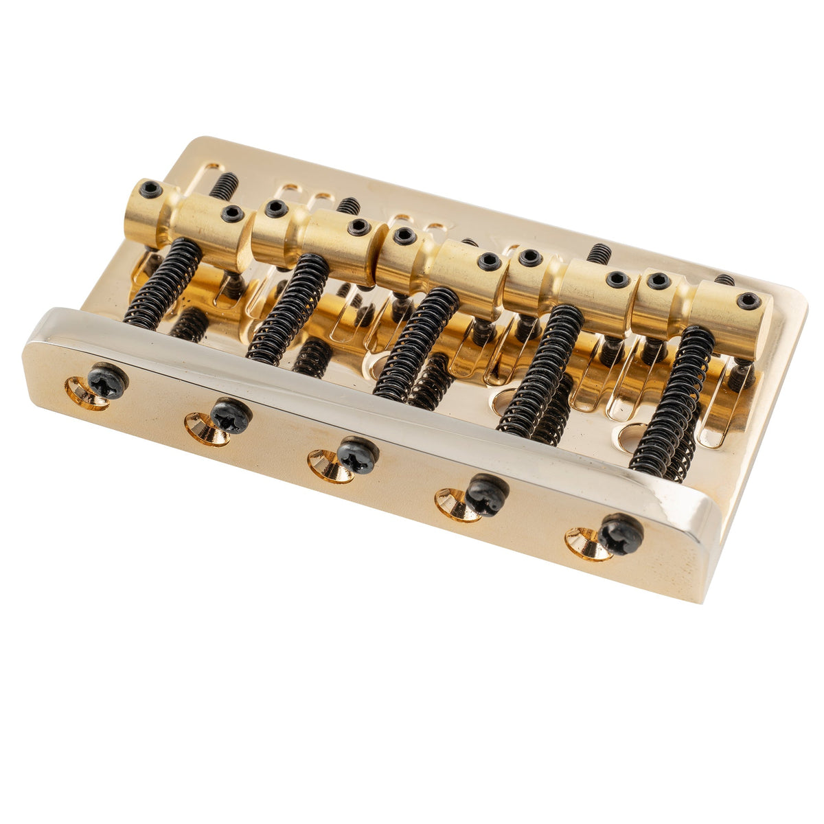 Musiclily Pro BB007 17mm String Spacing Dual Load Heavy Duty 5-String Bass Bridge with Brass Saddle