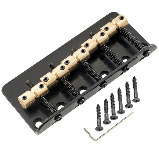 Musiclily Pro BB008 18mm String Spacing Classic Standard Top-loading 5-String Bass Bridge with Brass Saddle Steel Plate