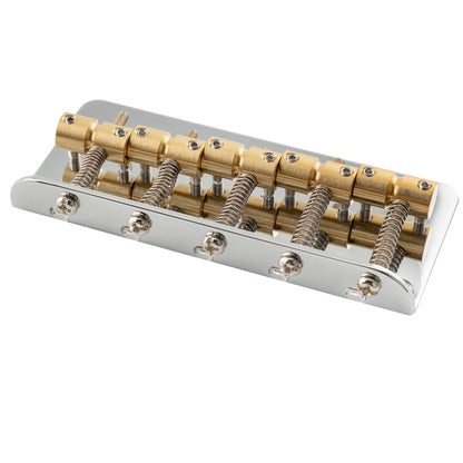 Musiclily Pro BB008 18mm String Spacing Classic Standard Top-loading 5-String Bass Bridge with Brass Saddle Steel Plate