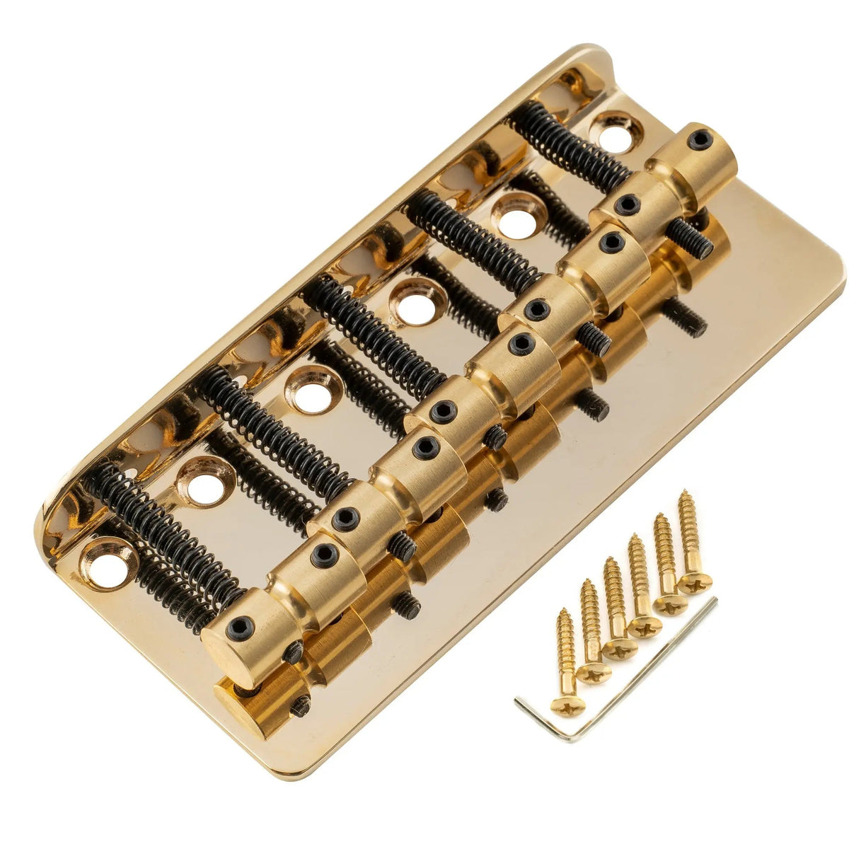 Musiclily Pro BB008 18mm String Spacing Classic Standard Top-loading 5-String Bass Bridge with Brass Saddle Steel Plate