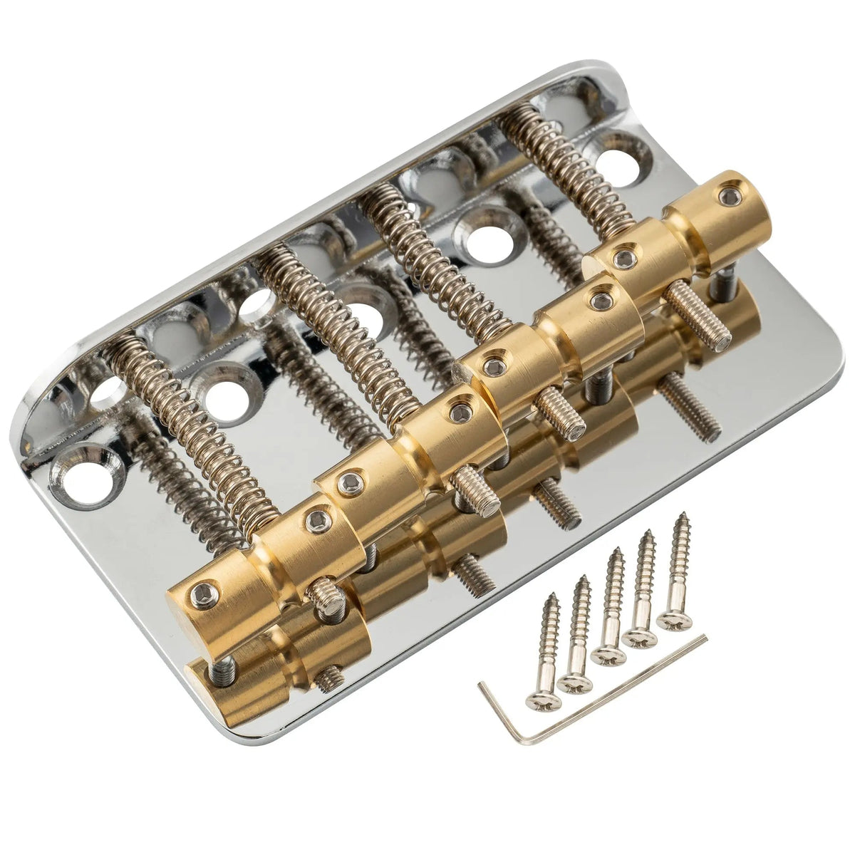 Musiclily Pro BB009 19mm String Spacing Classic Standard Top-loading 4-String Bass Bridge with Brass Saddle Steel Plate