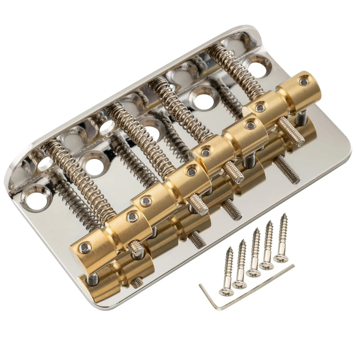 Musiclily Pro BB009 19mm String Spacing Classic Standard Top-loading 4-String Bass Bridge with Brass Saddle Steel Plate